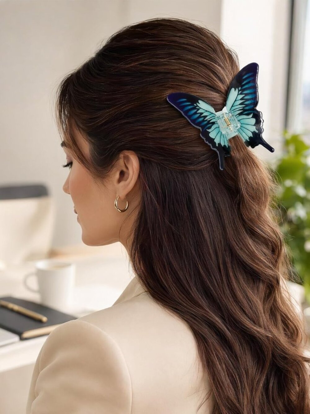Funny Butterfly Hair Clips,Funny Acrylic Claw Clip for Women,Fashion Hair Clip,C - Picture 6 of 7